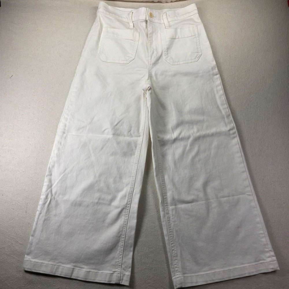 Point Sur J.Crew Womens White Wide Leg Crop High Rise Patch Pocket Pants Size 26